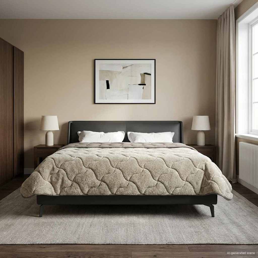vidaXL Vol jaar dekbed Taupe 140 x 220 cm Microfiber en Teddy fleece