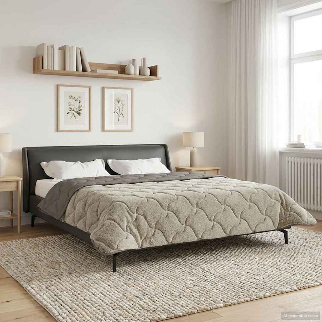 vidaXL Vol jaar dekbed Taupe 140 x 220 cm Microfiber en Teddy fleece