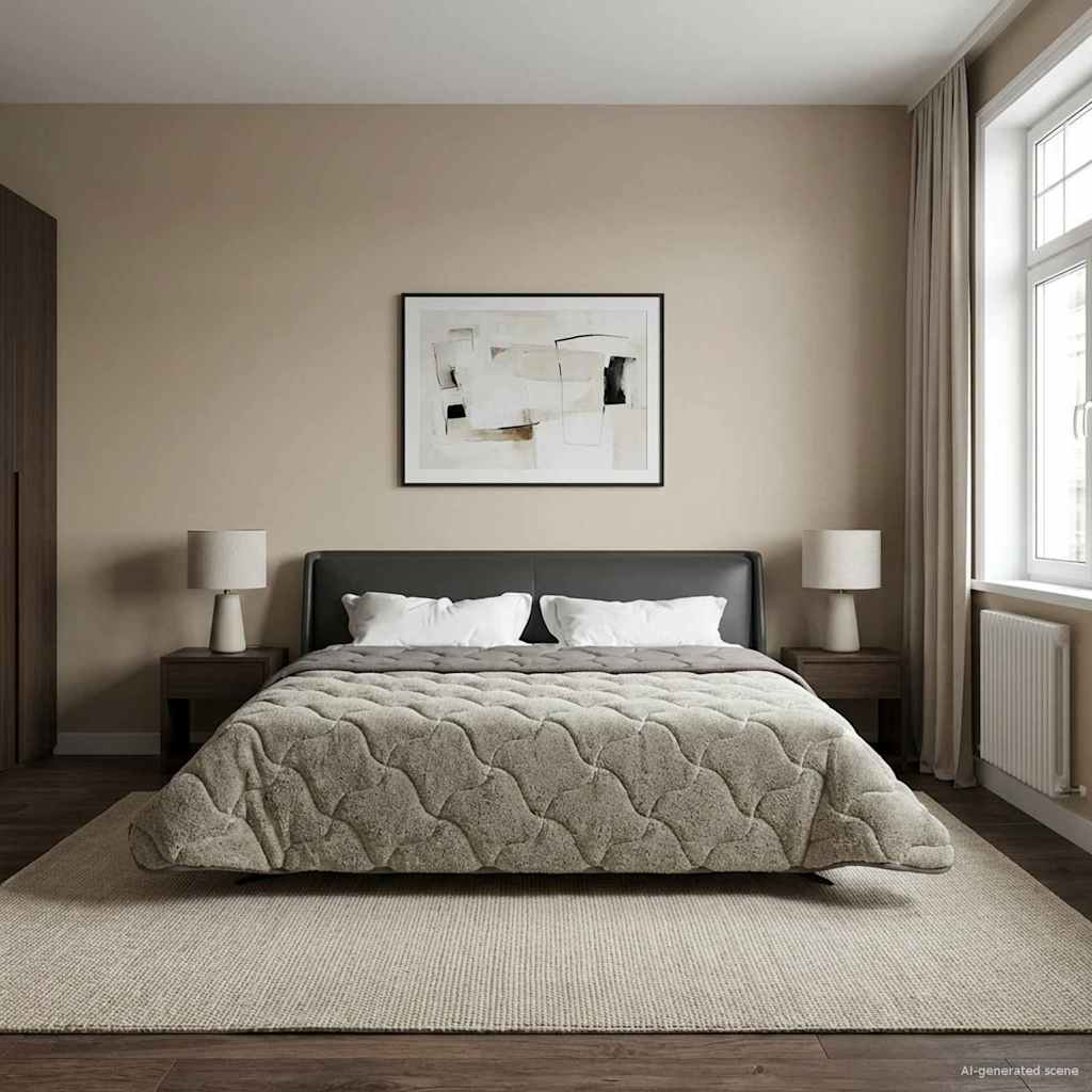 vidaXL Vol jaar dekbed Taupe 140 x 220 cm Microfiber en Teddy fleece
