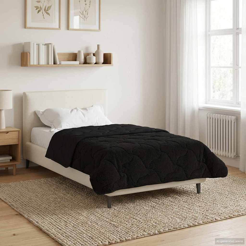 vidaXL Vol jaar dekbed Taupe 140 x 220 cm Microfiber en Teddy fleece
