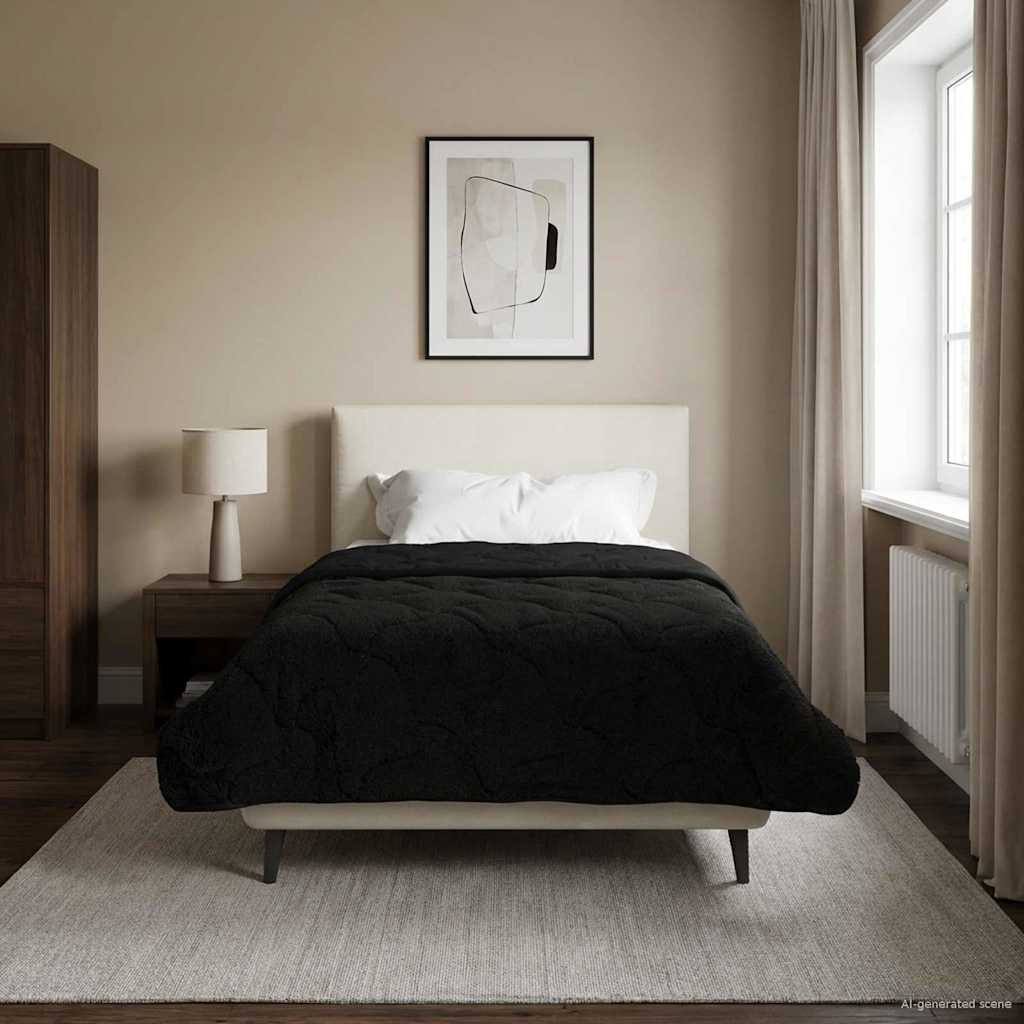 vidaXL Vol jaar dekbed Taupe 140 x 220 cm Microfiber en Teddy fleece