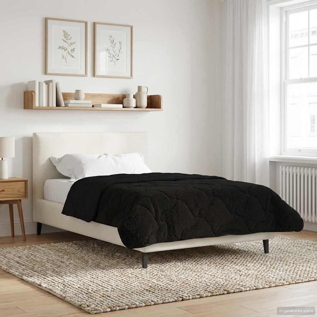 vidaXL Vol jaar dekbed Taupe 140 x 220 cm Microfiber en Teddy fleece