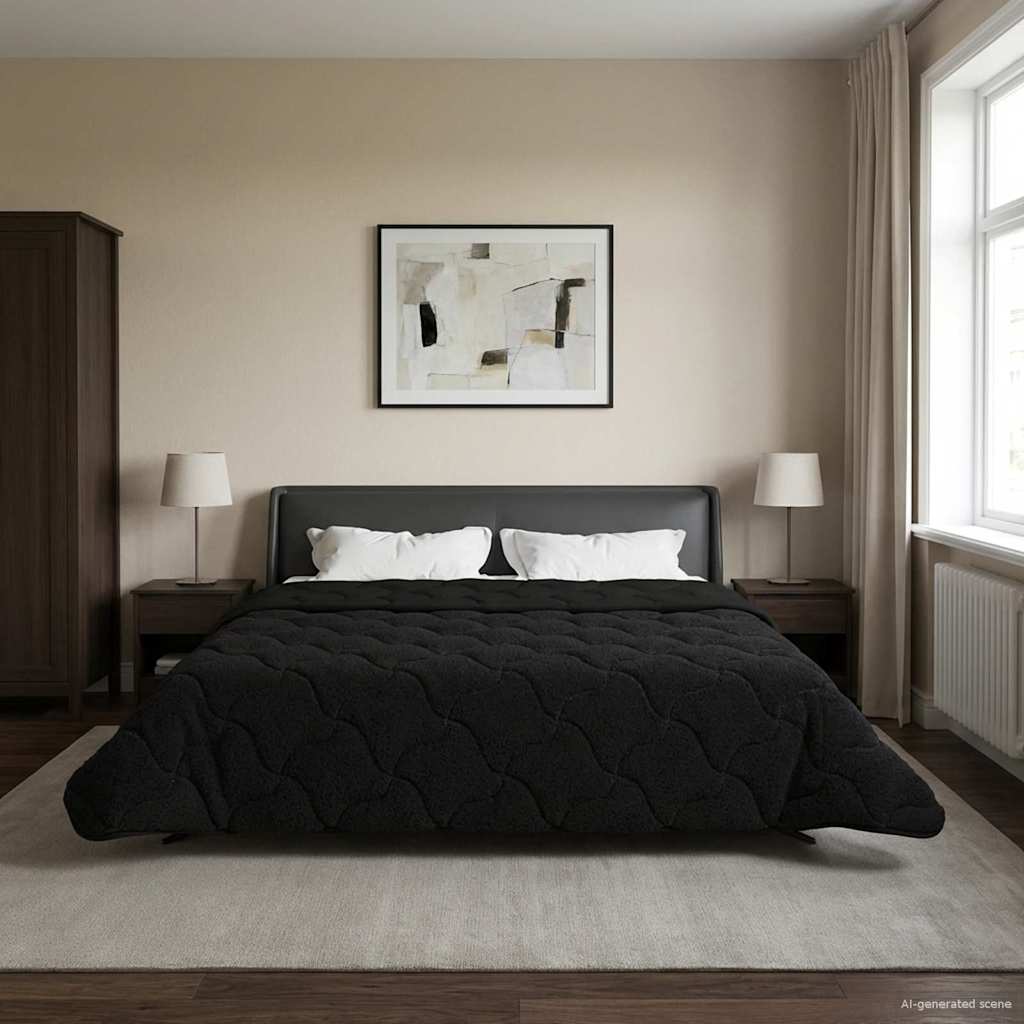 vidaXL Vol jaar dekbed Taupe 140 x 220 cm Microfiber en Teddy fleece