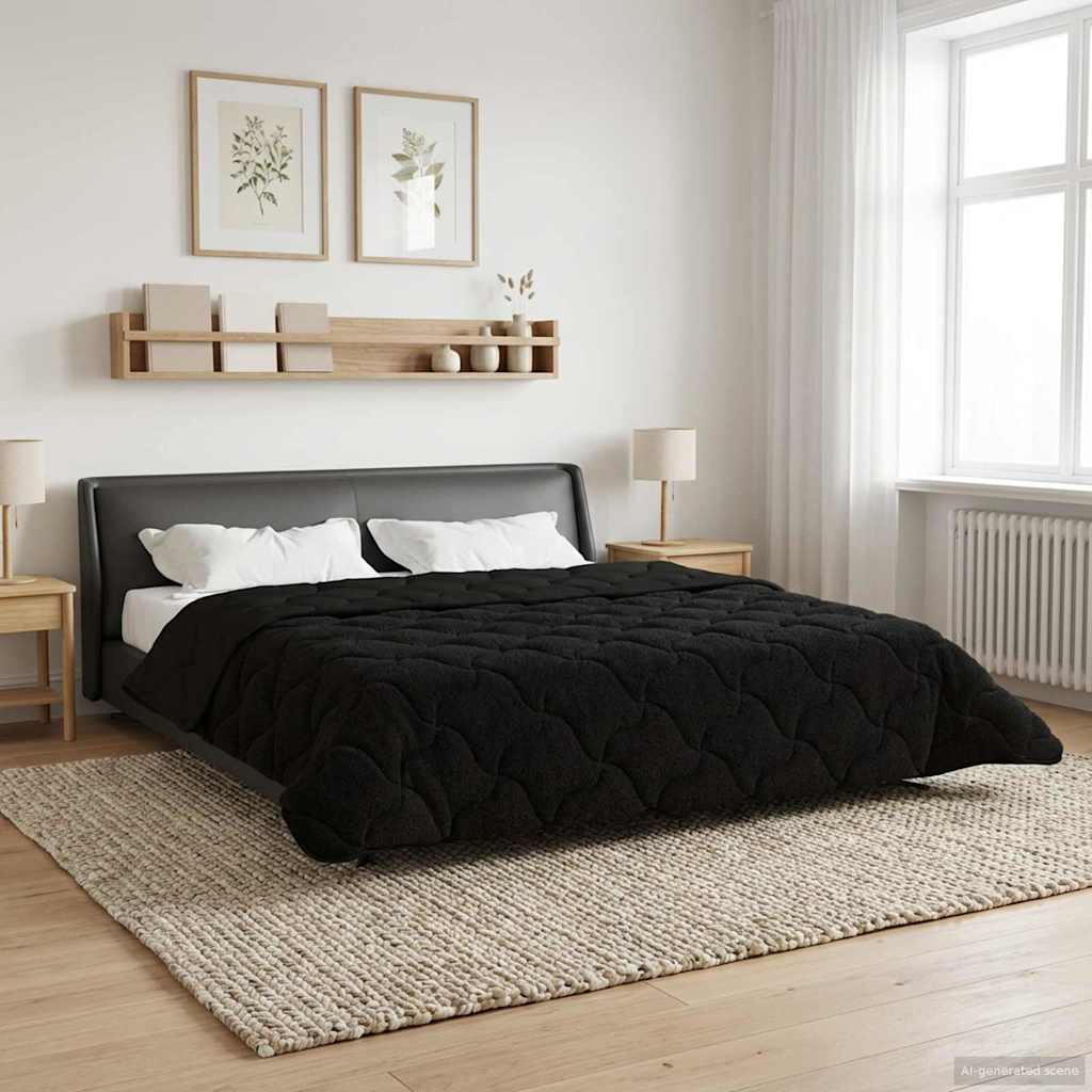 vidaXL Vol jaar dekbed Taupe 140 x 220 cm Microfiber en Teddy fleece