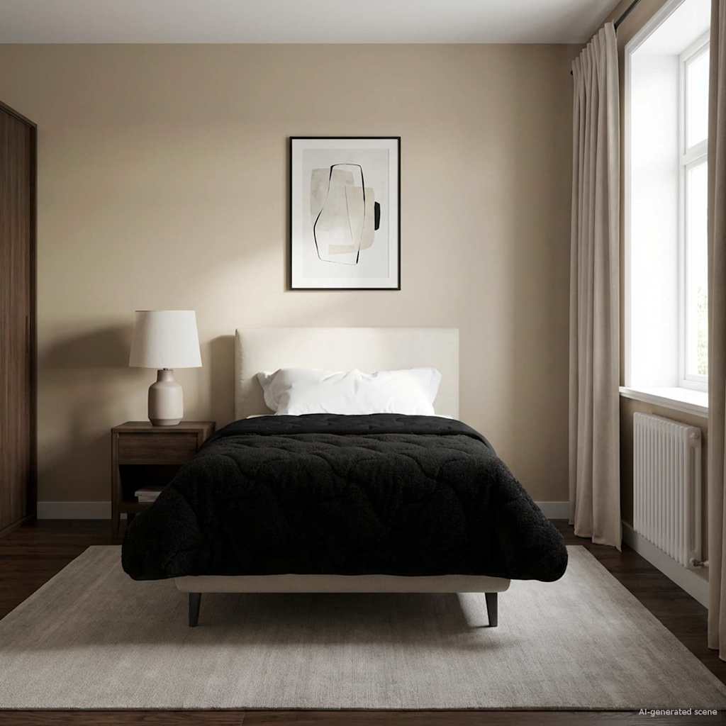 vidaXL Vol jaar dekbed Taupe 140 x 220 cm Microfiber en Teddy fleece