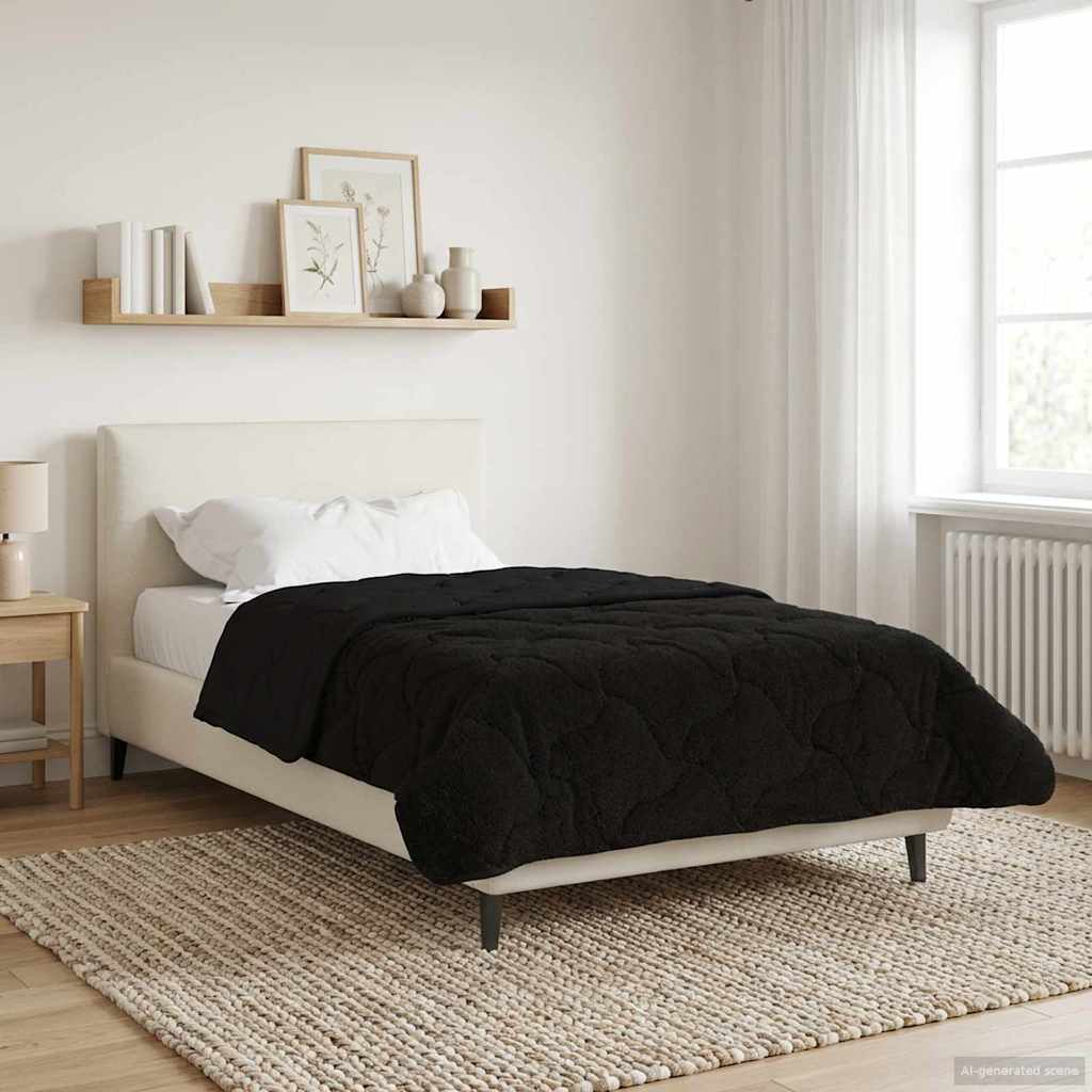 vidaXL Vol jaar dekbed Taupe 140 x 220 cm Microfiber en Teddy fleece