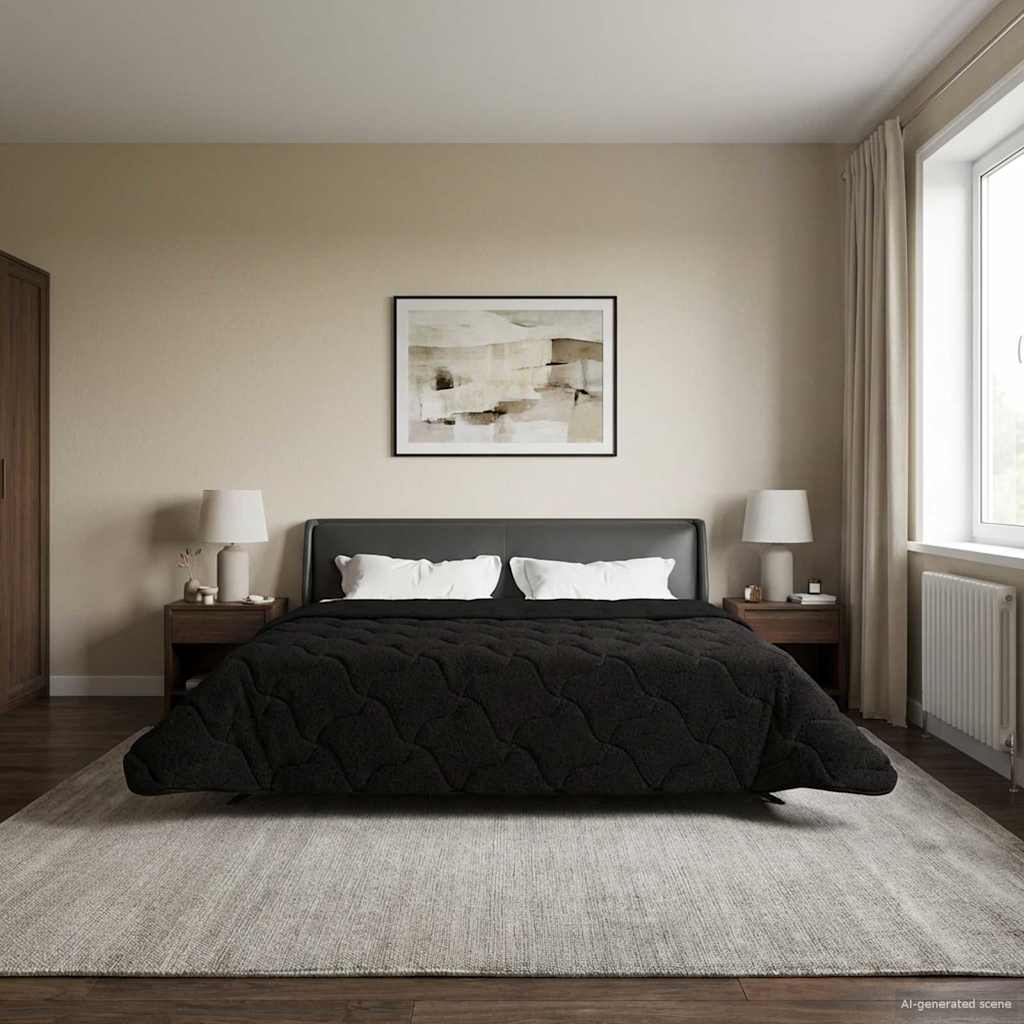 vidaXL Vol jaar dekbed Taupe 140 x 220 cm Microfiber en Teddy fleece