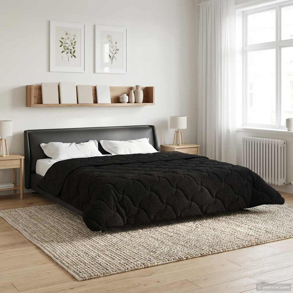 vidaXL Vol jaar dekbed Taupe 140 x 220 cm Microfiber en Teddy fleece