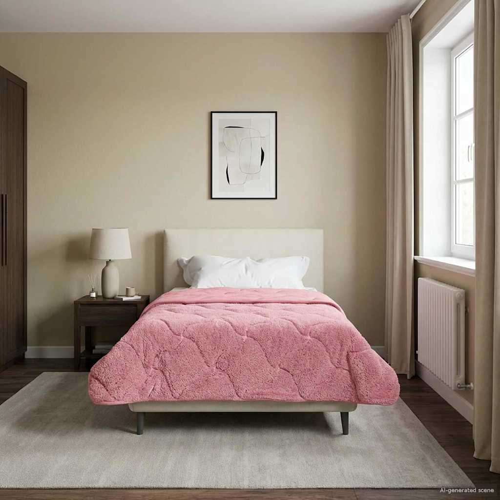 vidaXL Vol jaar dekbed Taupe 140 x 220 cm Microfiber en Teddy fleece