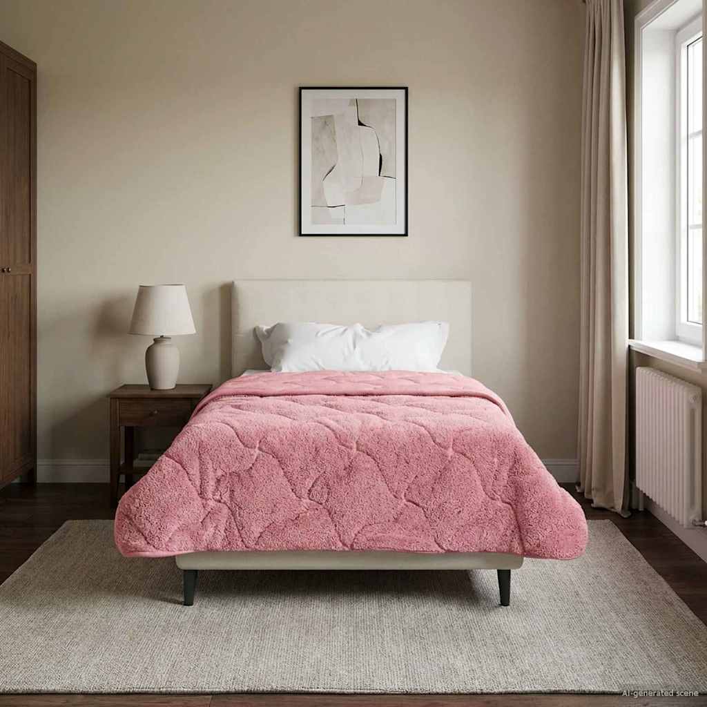 vidaXL Vol jaar dekbed Taupe 140 x 220 cm Microfiber en Teddy fleece