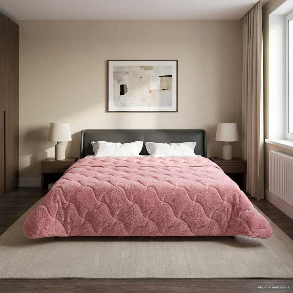 vidaXL Vol jaar dekbed Taupe 140 x 220 cm Microfiber en Teddy fleece
