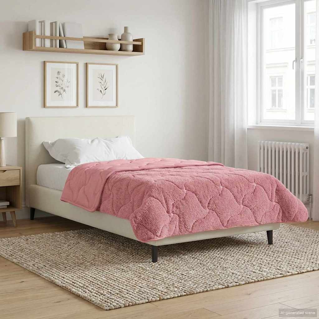 vidaXL Vol jaar dekbed Taupe 140 x 220 cm Microfiber en Teddy fleece