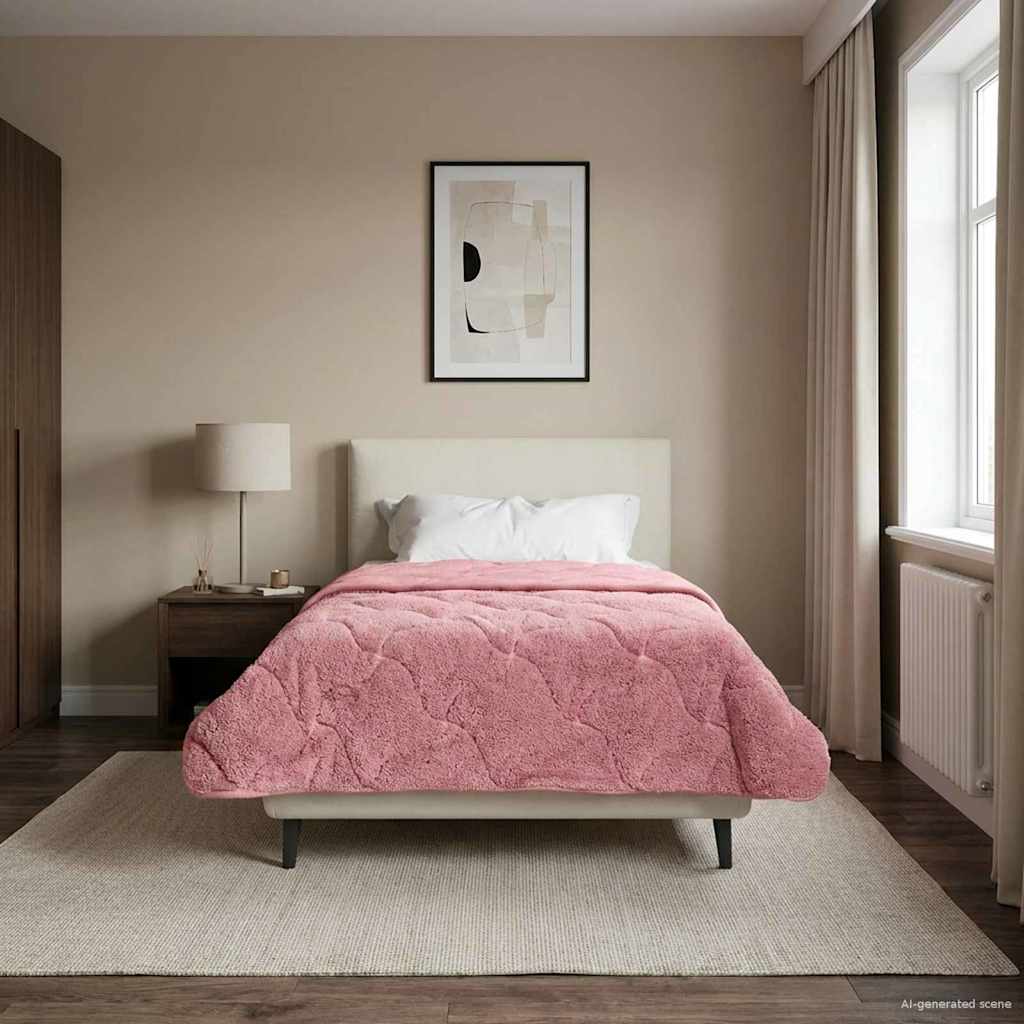 vidaXL Vol jaar dekbed Taupe 140 x 220 cm Microfiber en Teddy fleece