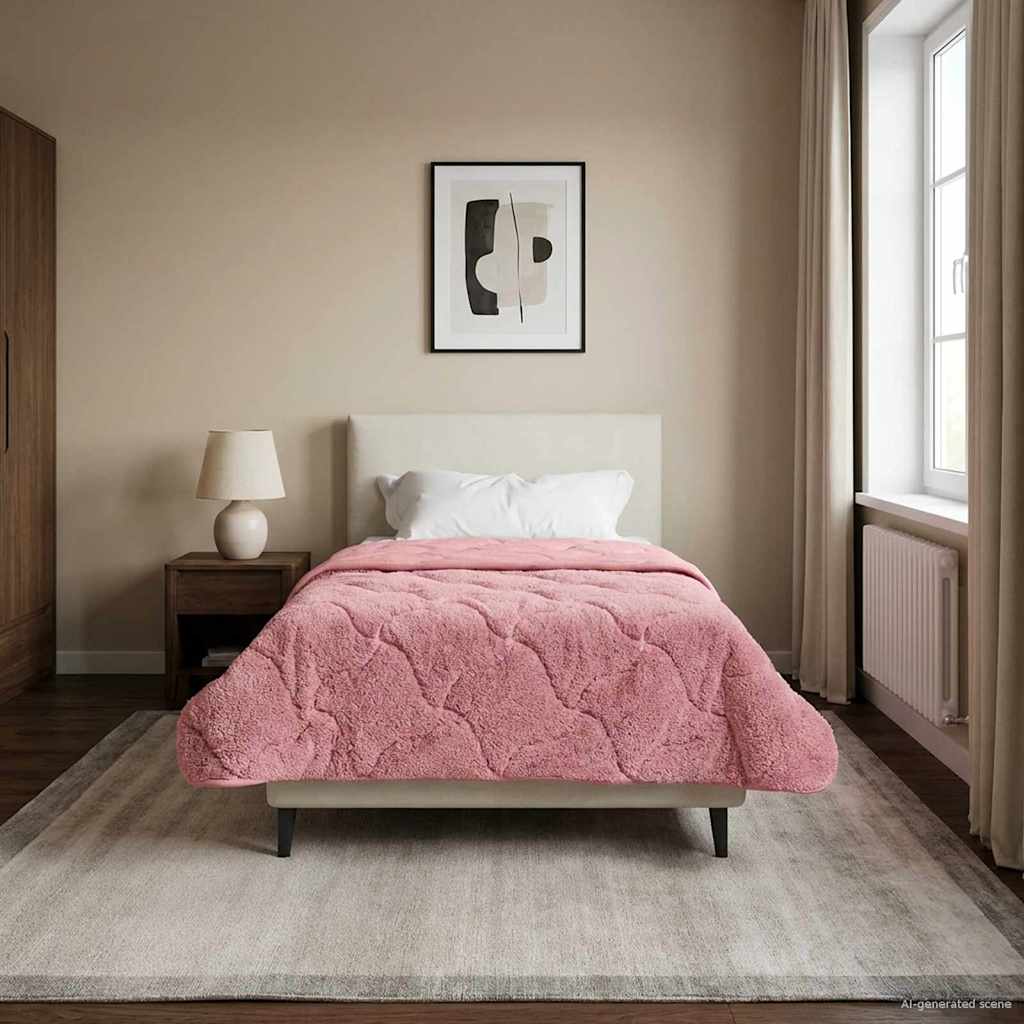vidaXL Vol jaar dekbed Taupe 140 x 220 cm Microfiber en Teddy fleece