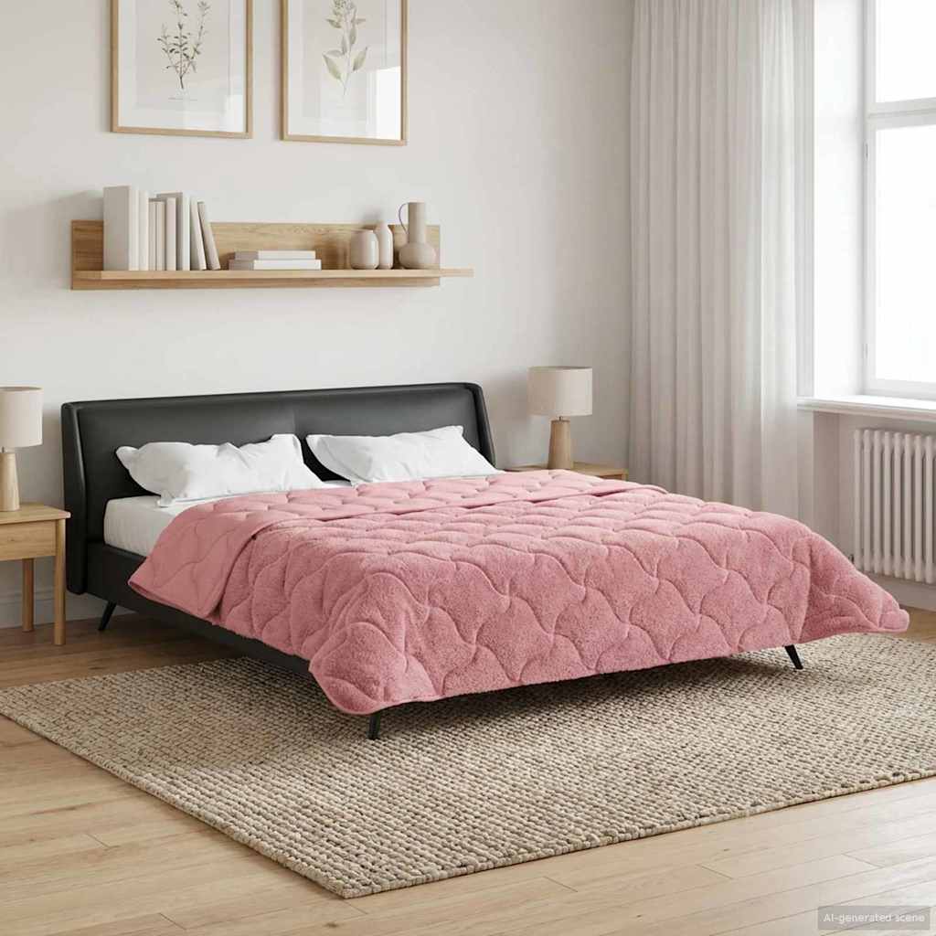 vidaXL Vol jaar dekbed Taupe 140 x 220 cm Microfiber en Teddy fleece