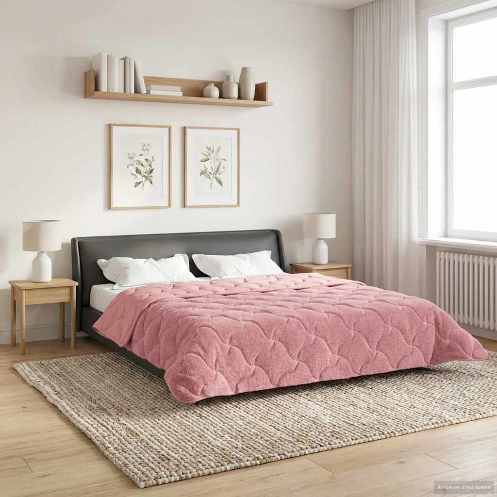 vidaXL Vol jaar dekbed Taupe 140 x 220 cm Microfiber en Teddy fleece