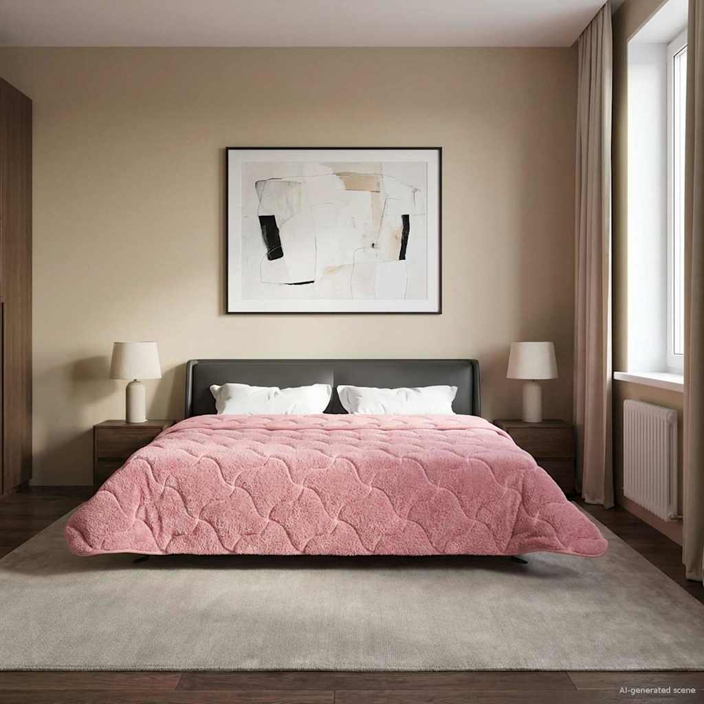 vidaXL Vol jaar dekbed Taupe 140 x 220 cm Microfiber en Teddy fleece