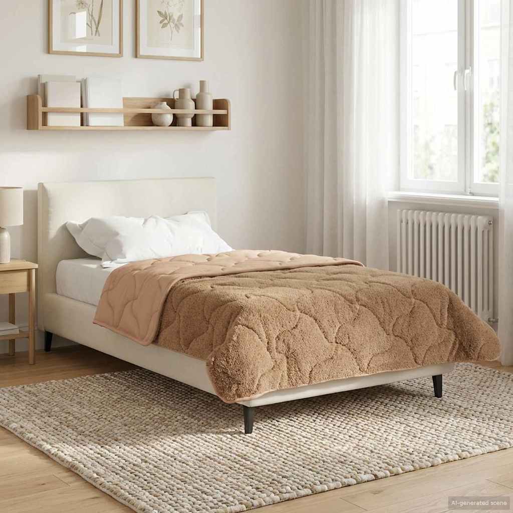 vidaXL Vol jaar dekbed Taupe 140 x 220 cm Microfiber en Teddy fleece