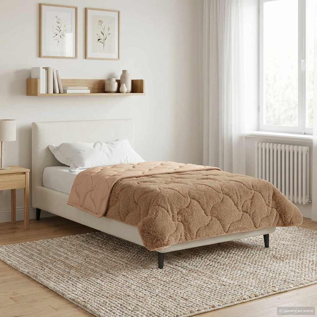 vidaXL Vol jaar dekbed Taupe 140 x 220 cm Microfiber en Teddy fleece