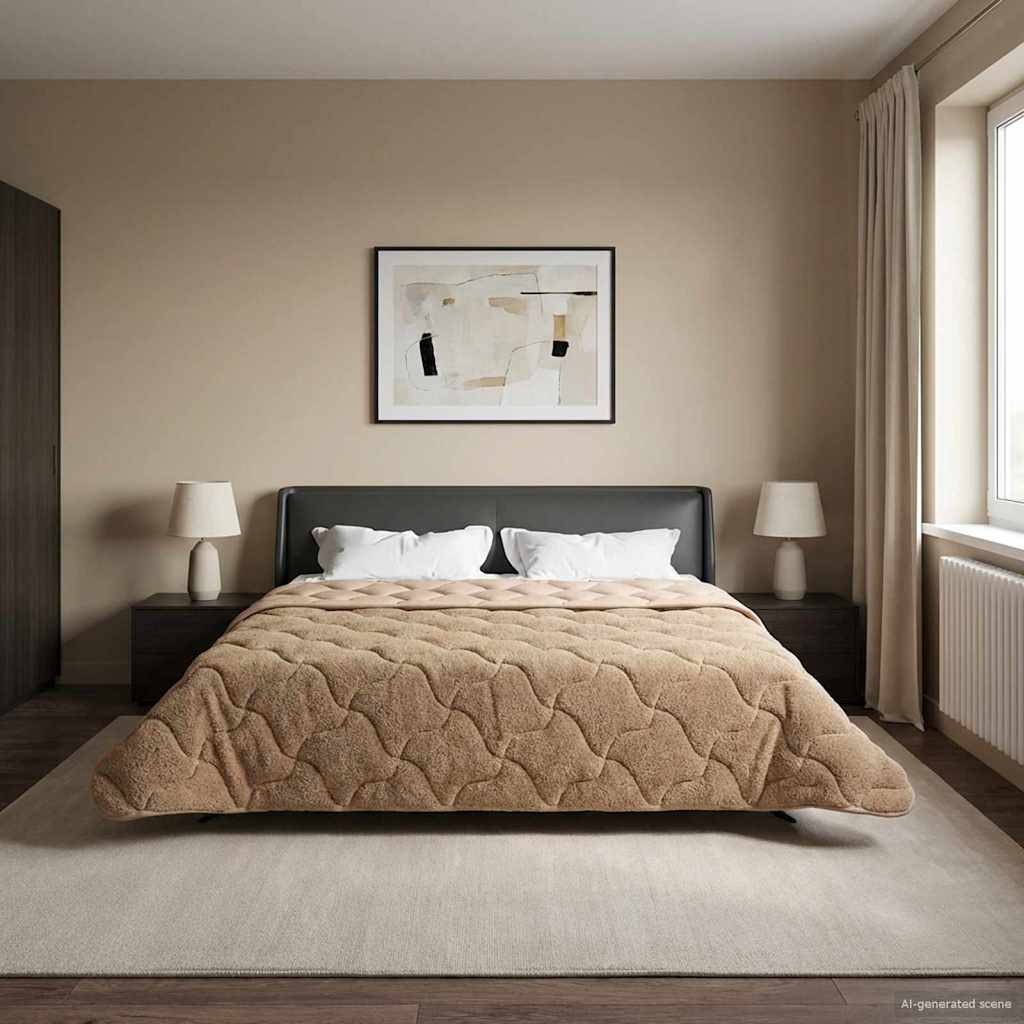vidaXL Vol jaar dekbed Taupe 140 x 220 cm Microfiber en Teddy fleece