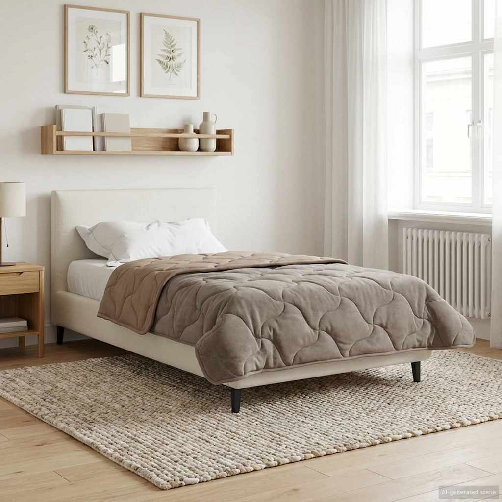 vidaXL Vol jaar dekbed Taupe 140 x 220 cm Microfiber en Teddy fleece
