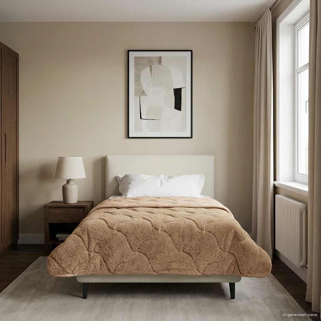 vidaXL Vol jaar dekbed Taupe 140 x 220 cm Microfiber en Teddy fleece