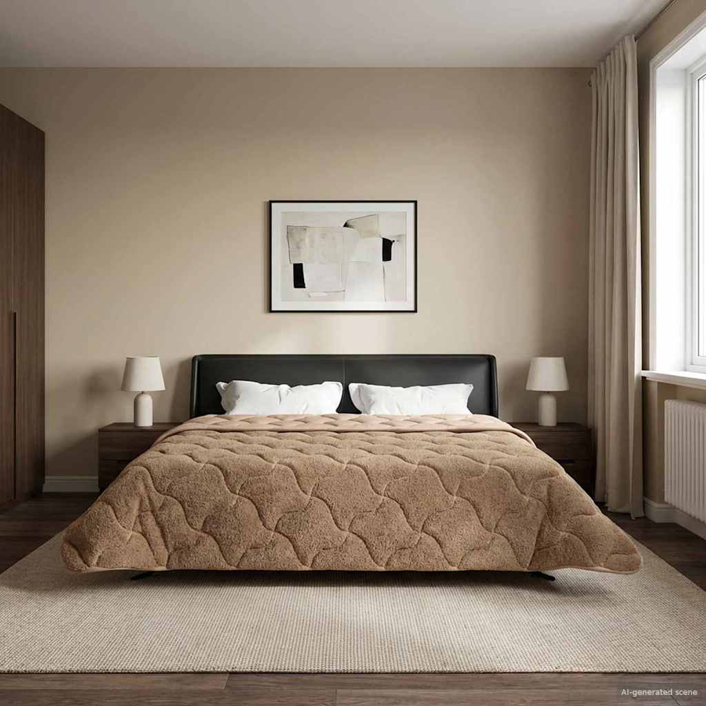 vidaXL Vol jaar dekbed Taupe 140 x 220 cm Microfiber en Teddy fleece