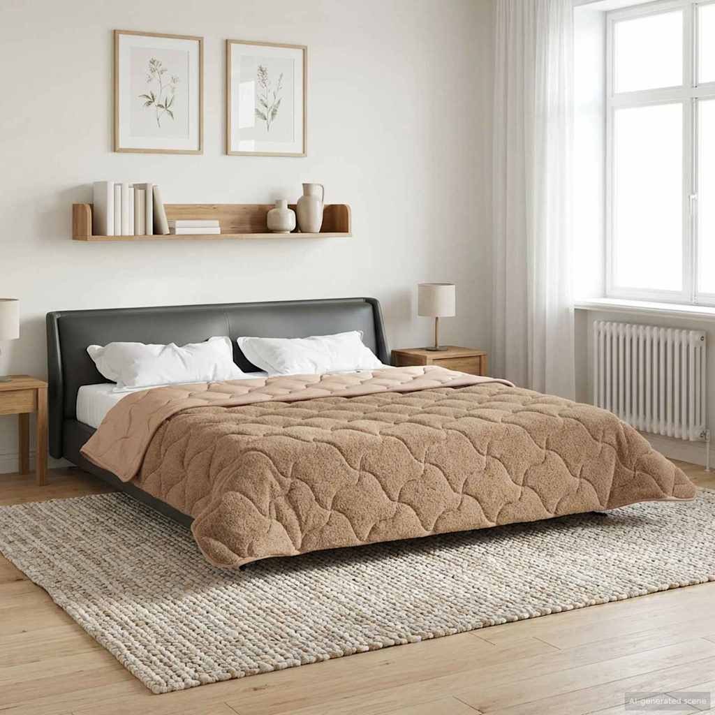 vidaXL Vol jaar dekbed Taupe 140 x 220 cm Microfiber en Teddy fleece