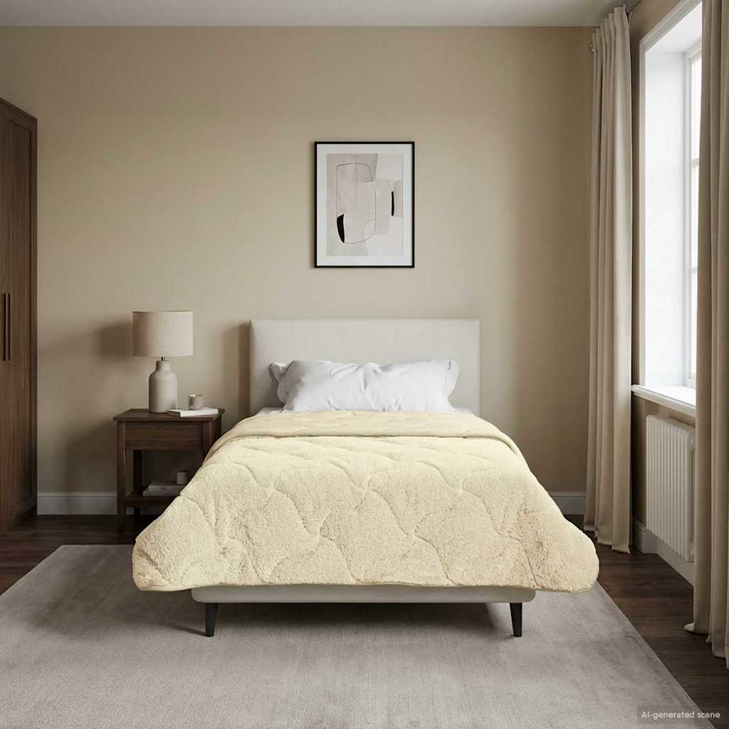 vidaXL Vol jaar dekbed Taupe 140 x 220 cm Microfiber en Teddy fleece