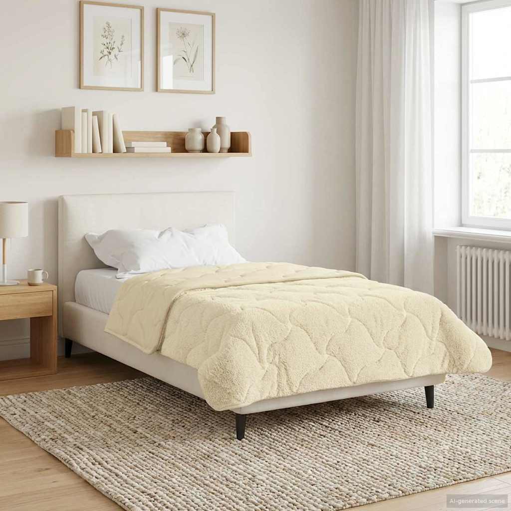 vidaXL Vol jaar dekbed Taupe 140 x 220 cm Microfiber en Teddy fleece