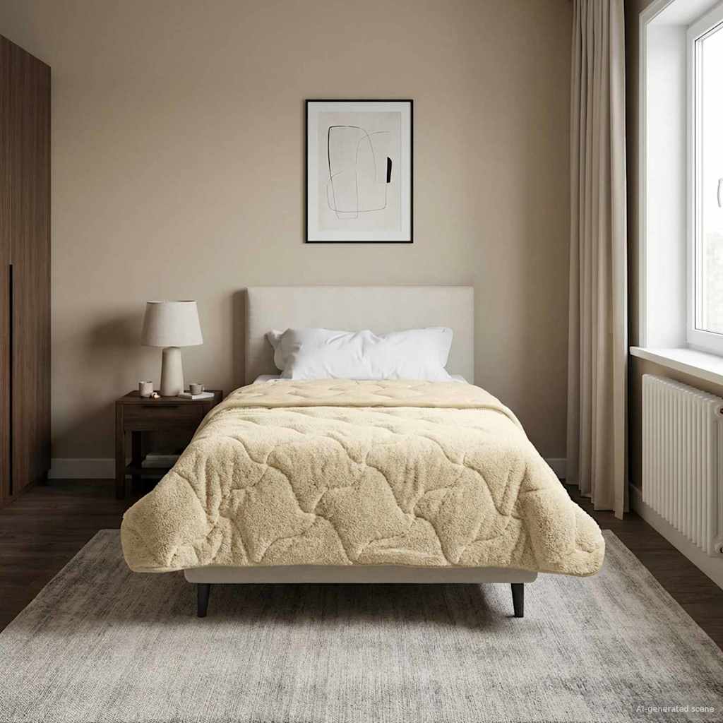 vidaXL Vol jaar dekbed Taupe 140 x 220 cm Microfiber en Teddy fleece
