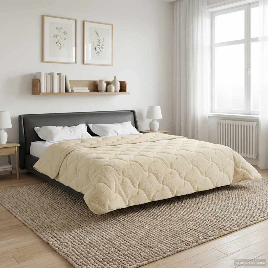 vidaXL Vol jaar dekbed Taupe 140 x 220 cm Microfiber en Teddy fleece