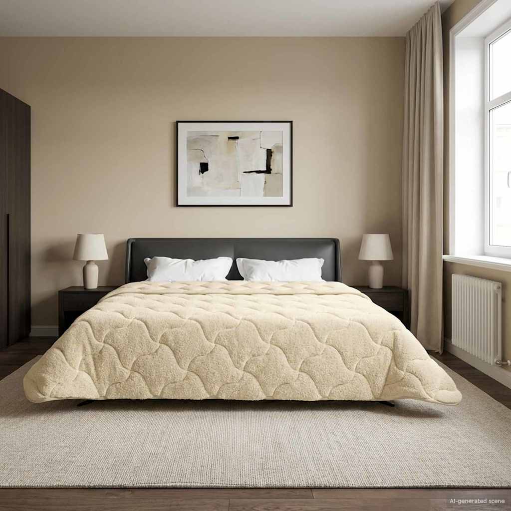 vidaXL Vol jaar dekbed Taupe 140 x 220 cm Microfiber en Teddy fleece