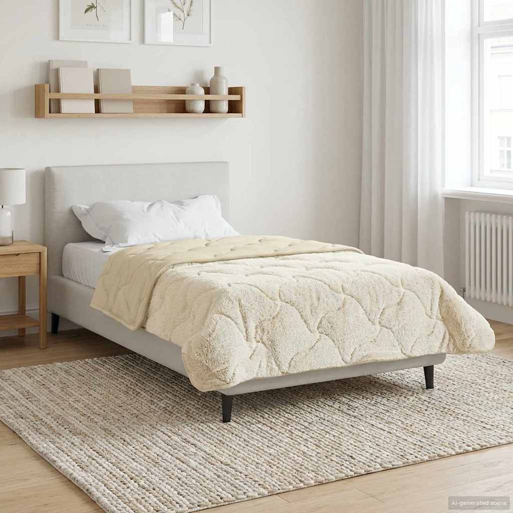 vidaXL Vol jaar dekbed Taupe 140 x 220 cm Microfiber en Teddy fleece