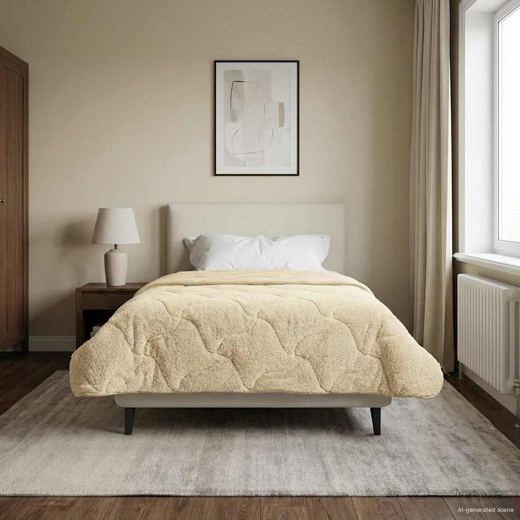 vidaXL Vol jaar dekbed Taupe 140 x 220 cm Microfiber en Teddy fleece