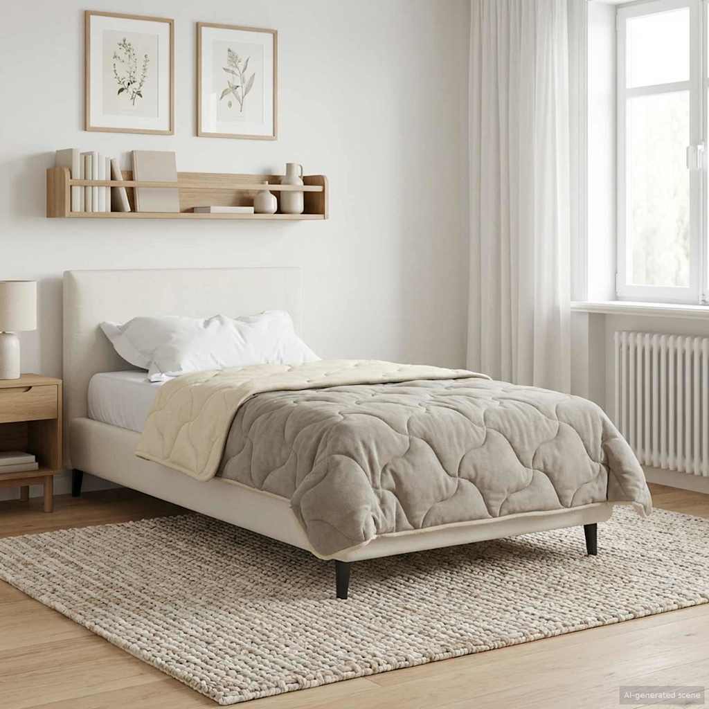 vidaXL Vol jaar dekbed Taupe 140 x 220 cm Microfiber en Teddy fleece