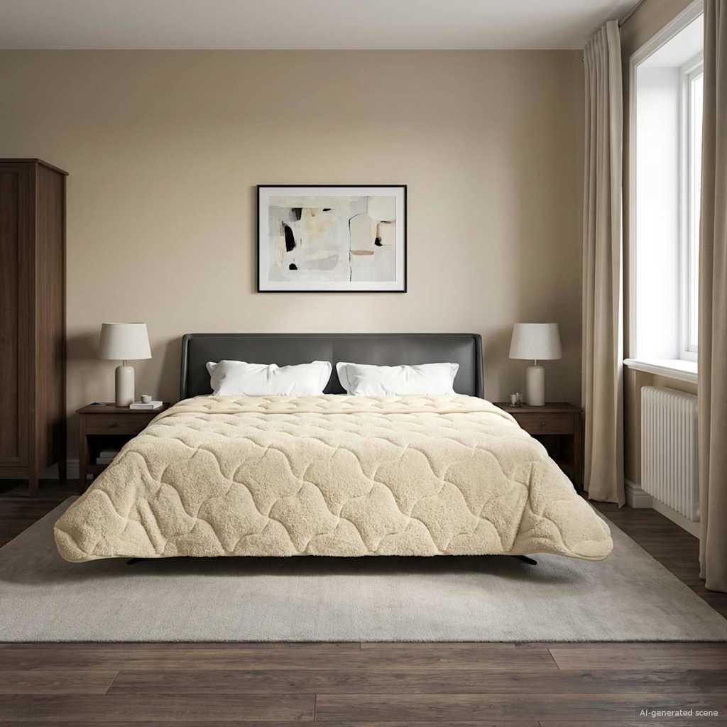 vidaXL Vol jaar dekbed Taupe 140 x 220 cm Microfiber en Teddy fleece