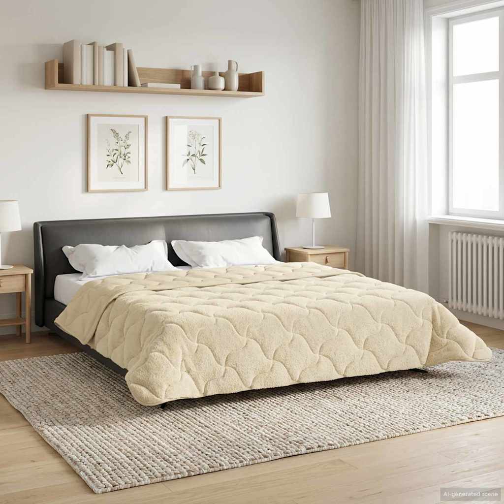 vidaXL Vol jaar dekbed Taupe 140 x 220 cm Microfiber en Teddy fleece