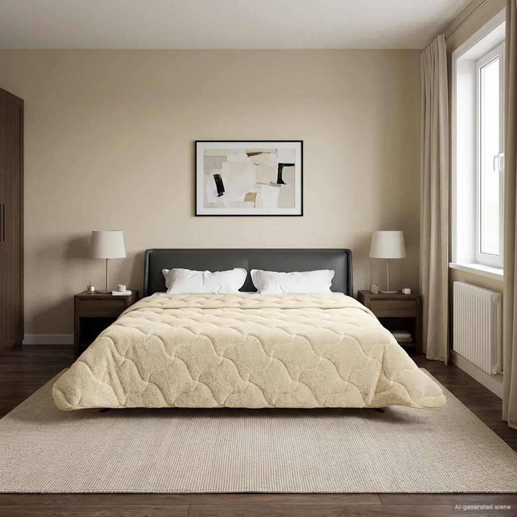 vidaXL Vol jaar dekbed Taupe 140 x 220 cm Microfiber en Teddy fleece