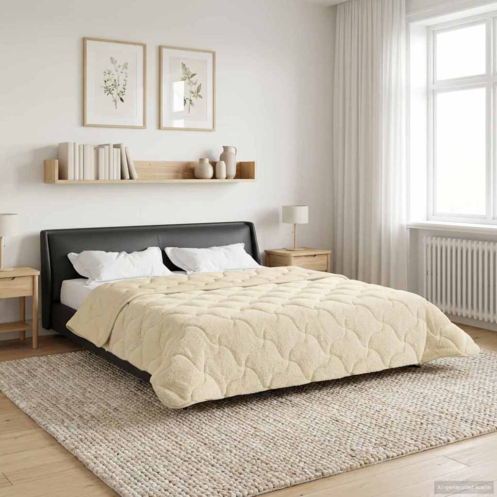 vidaXL Vol jaar dekbed Taupe 140 x 220 cm Microfiber en Teddy fleece