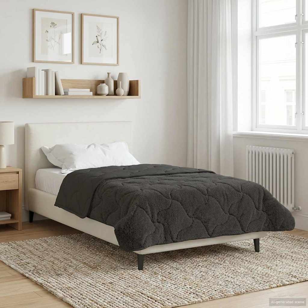 vidaXL Winter Dekbed Gekwilt Lichtgrijs 135 x 200 cm