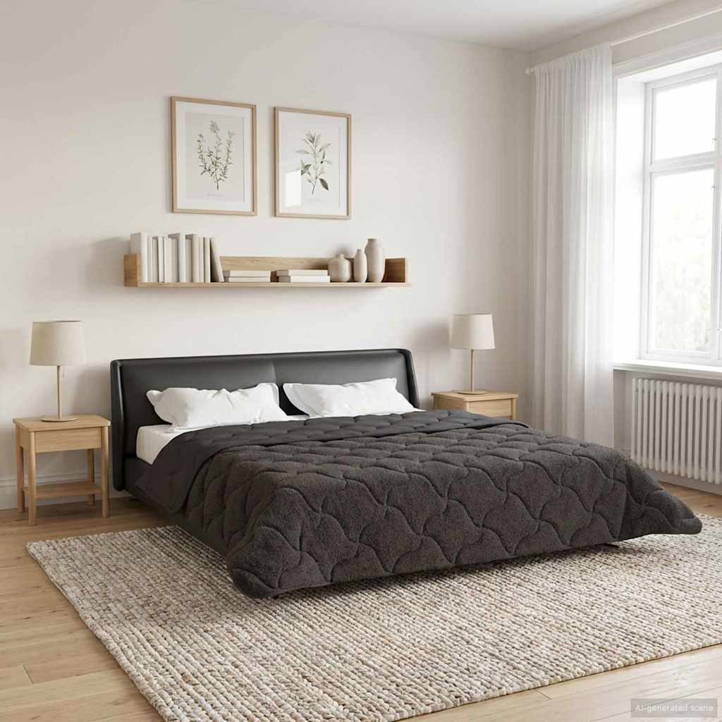 vidaXL Winter Dekbed Gekwilt Lichtgrijs 135 x 200 cm
