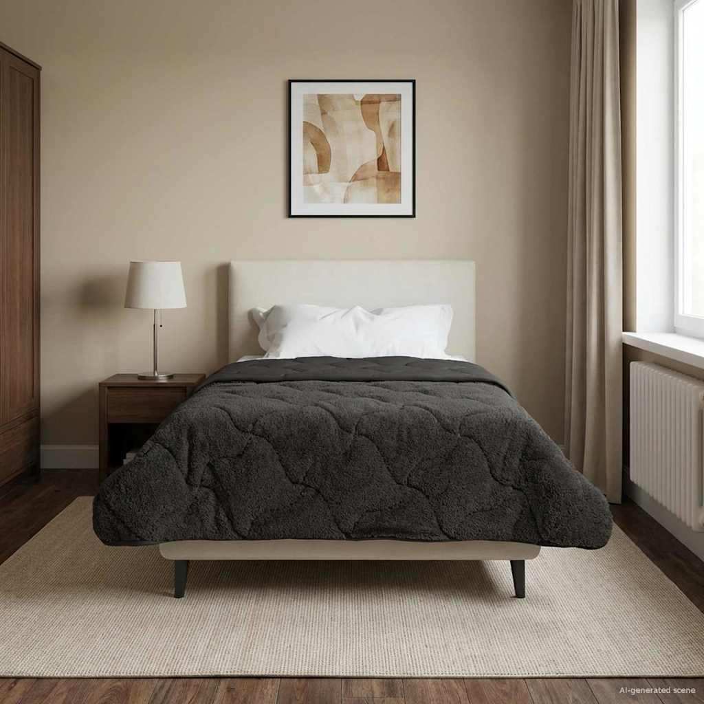 vidaXL Winter Dekbed Gekwilt Lichtgrijs 135 x 200 cm
