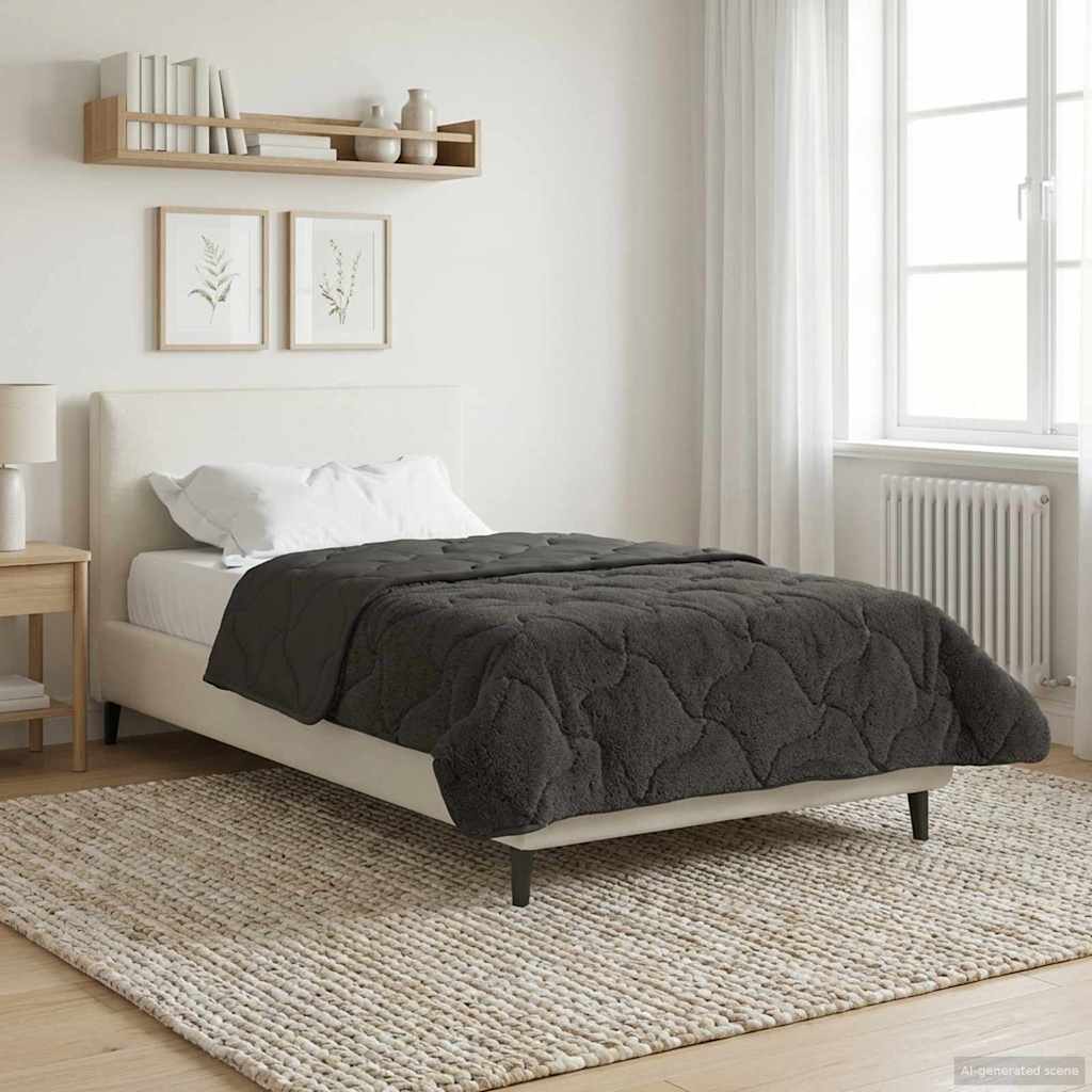 vidaXL Winter Dekbed Gekwilt Lichtgrijs 135 x 200 cm