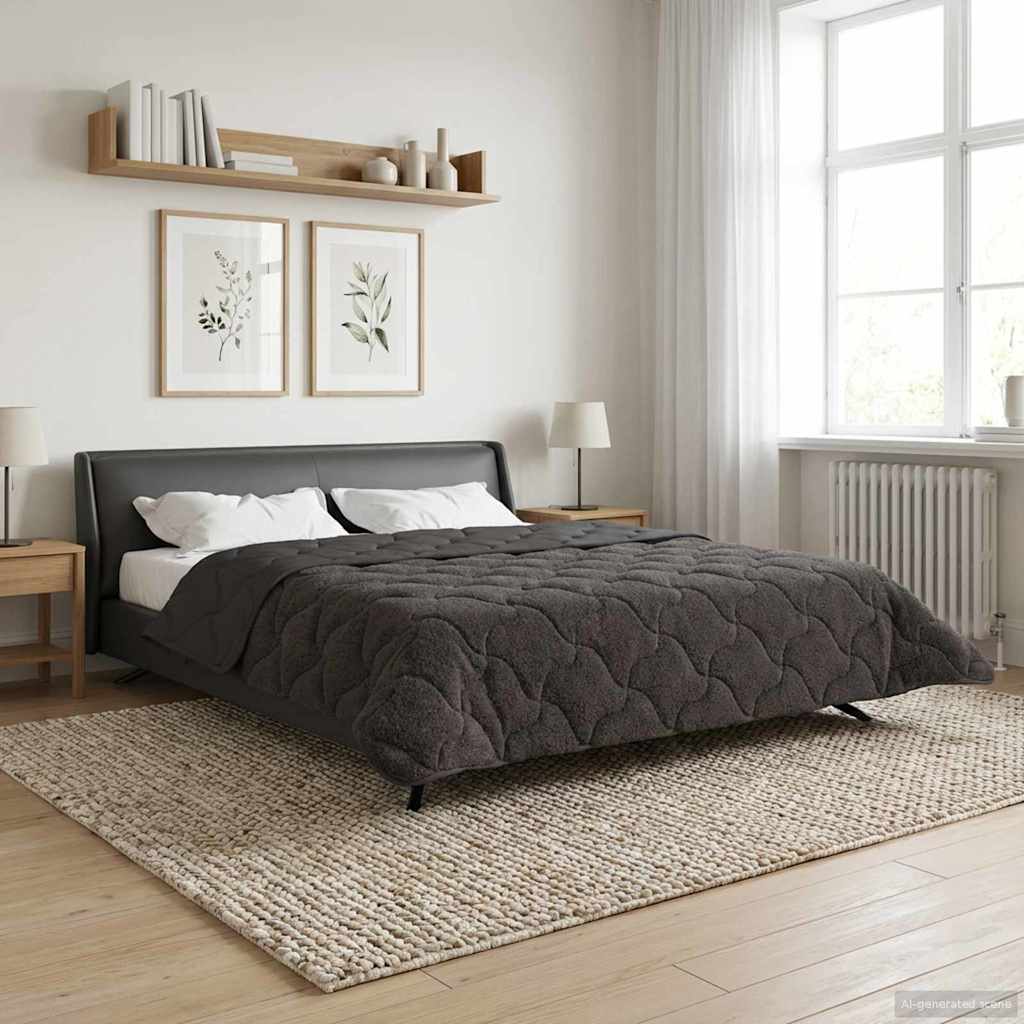 vidaXL Winter Dekbed Gekwilt Lichtgrijs 135 x 200 cm