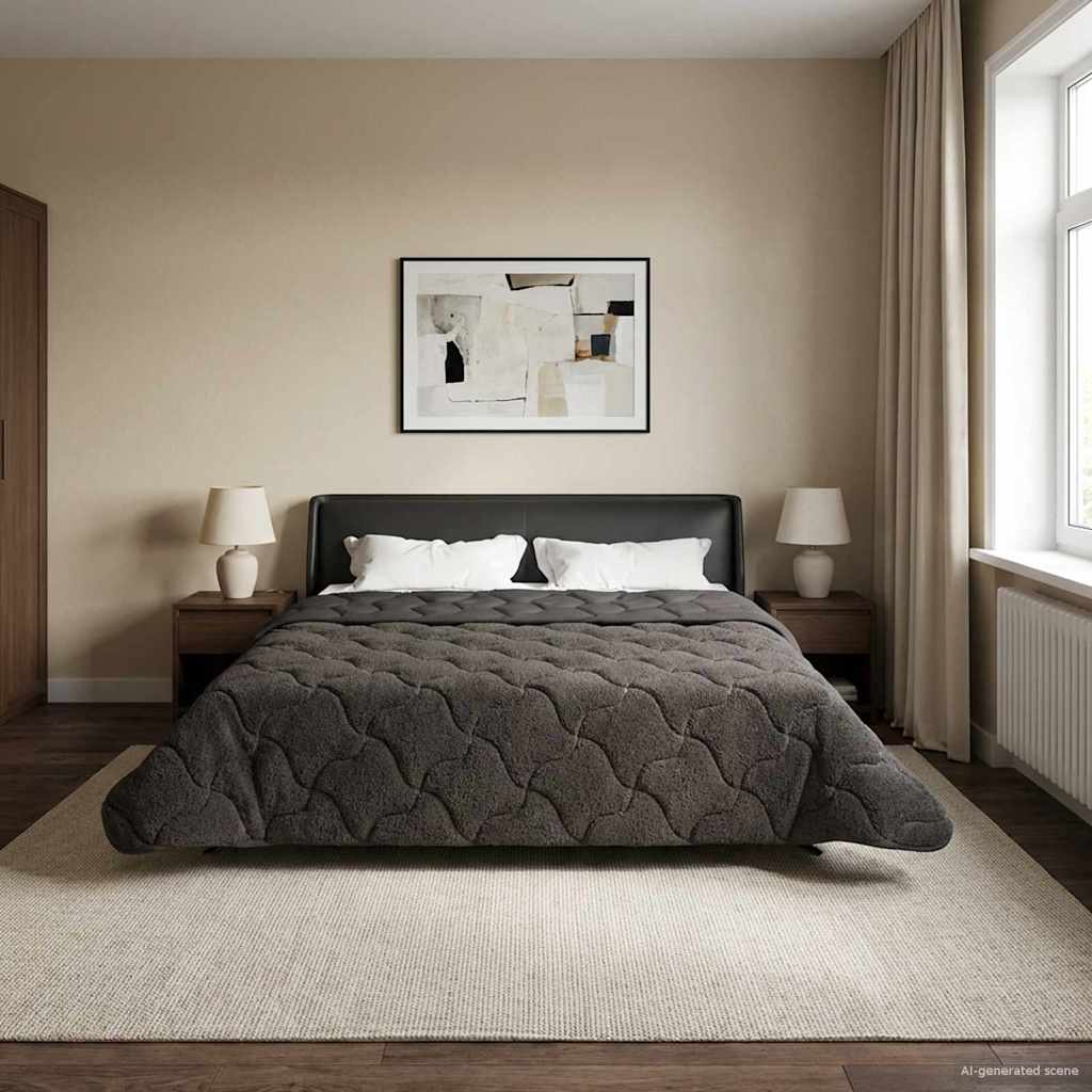 vidaXL Winter Dekbed Gekwilt Lichtgrijs 135 x 200 cm