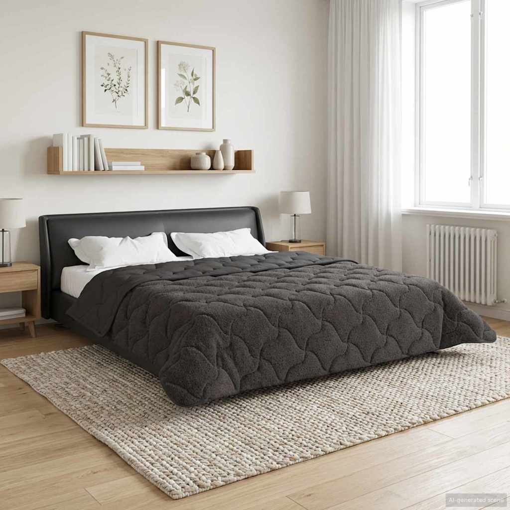 vidaXL Winter Dekbed Gekwilt Lichtgrijs 135 x 200 cm