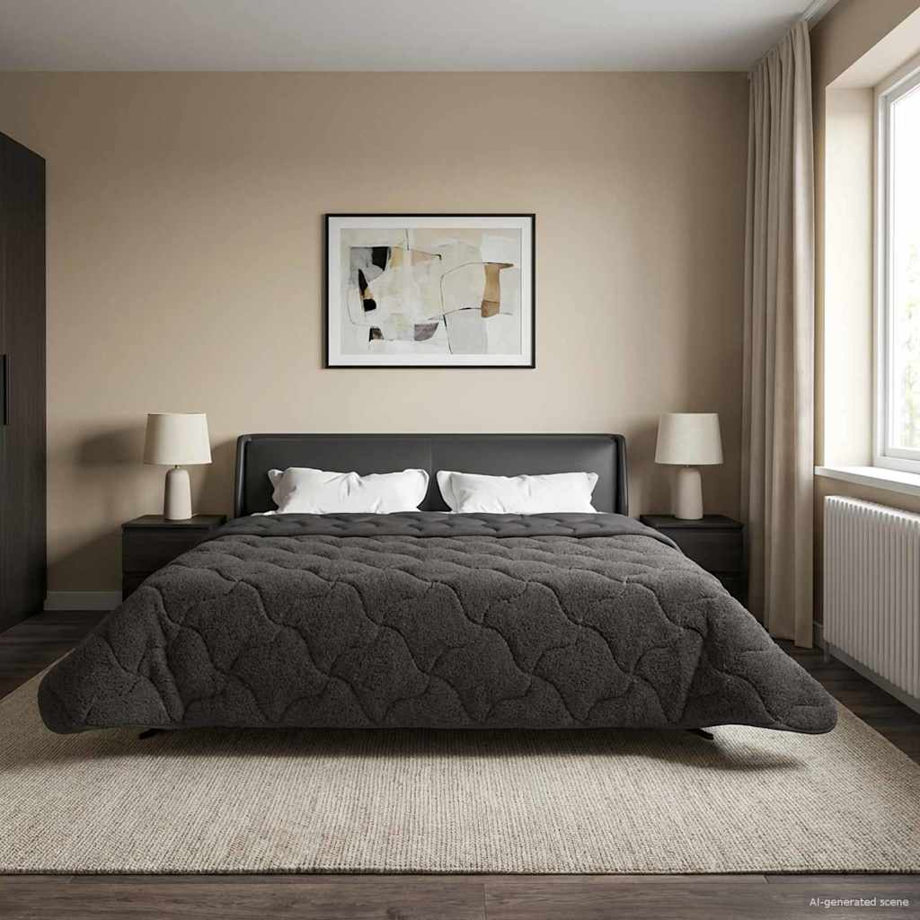 vidaXL Winter Dekbed Gekwilt Lichtgrijs 135 x 200 cm