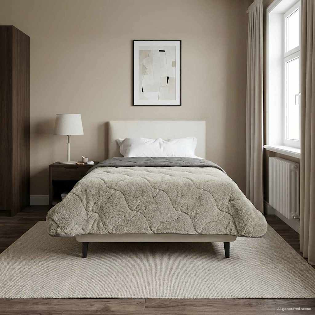vidaXL Winter Dekbed Gekwilt Lichtgrijs 135 x 200 cm