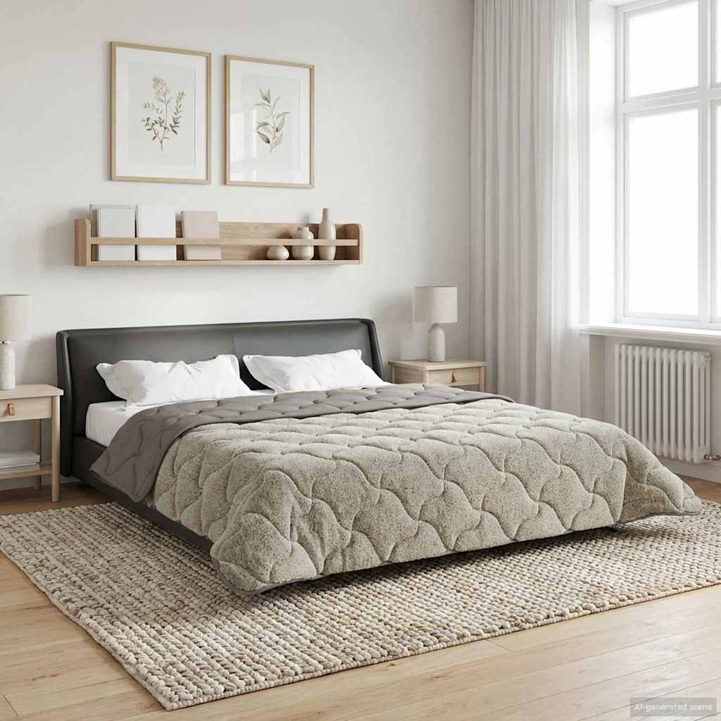 vidaXL Winter Dekbed Gekwilt Lichtgrijs 135 x 200 cm